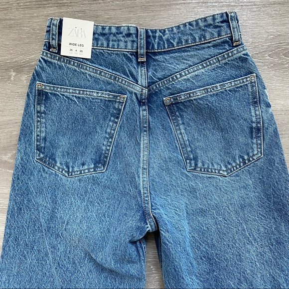 Zara Hi Rise Full Length Wide Leg Jeans - Picture 10 of 11